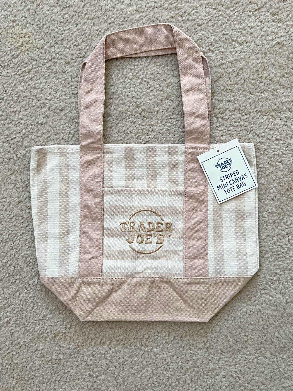 Trader Joe’s mini tan striped tote
